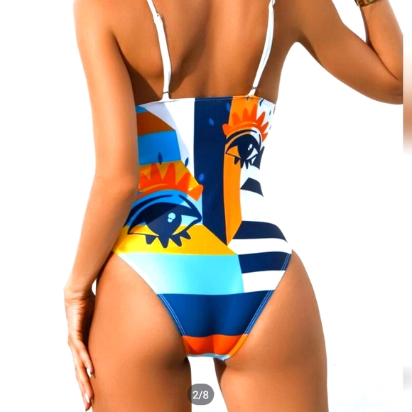 Colorful print one piece swimsuit - Picture 2 of 2
